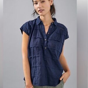 Anthropologie Pilcro Serena Surf Navy Top (XS)